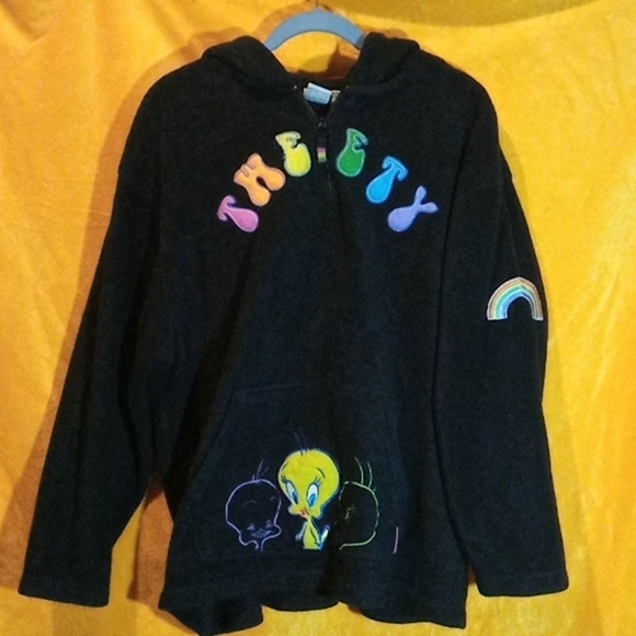 Tops - Vintage Rainbow FleeceTweety Bird Hoodie Size XL